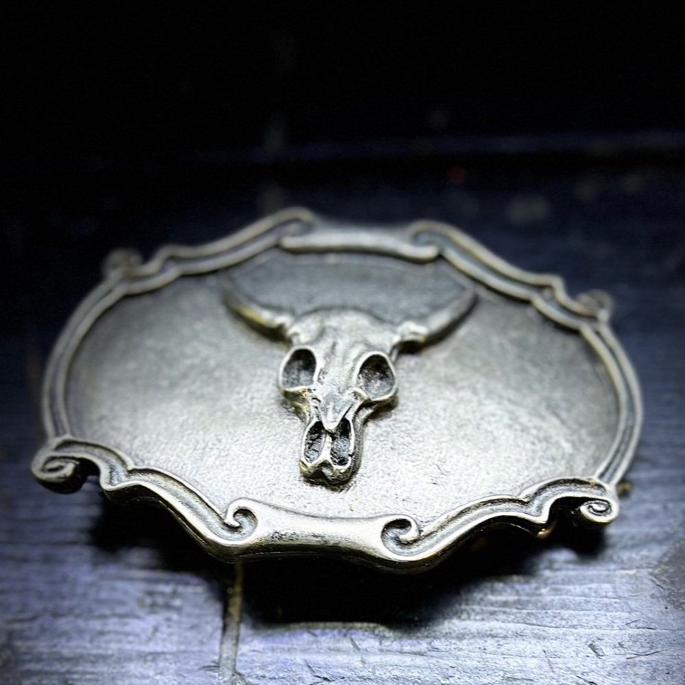 Vintage Long Horn Bull Western Belt Buckle